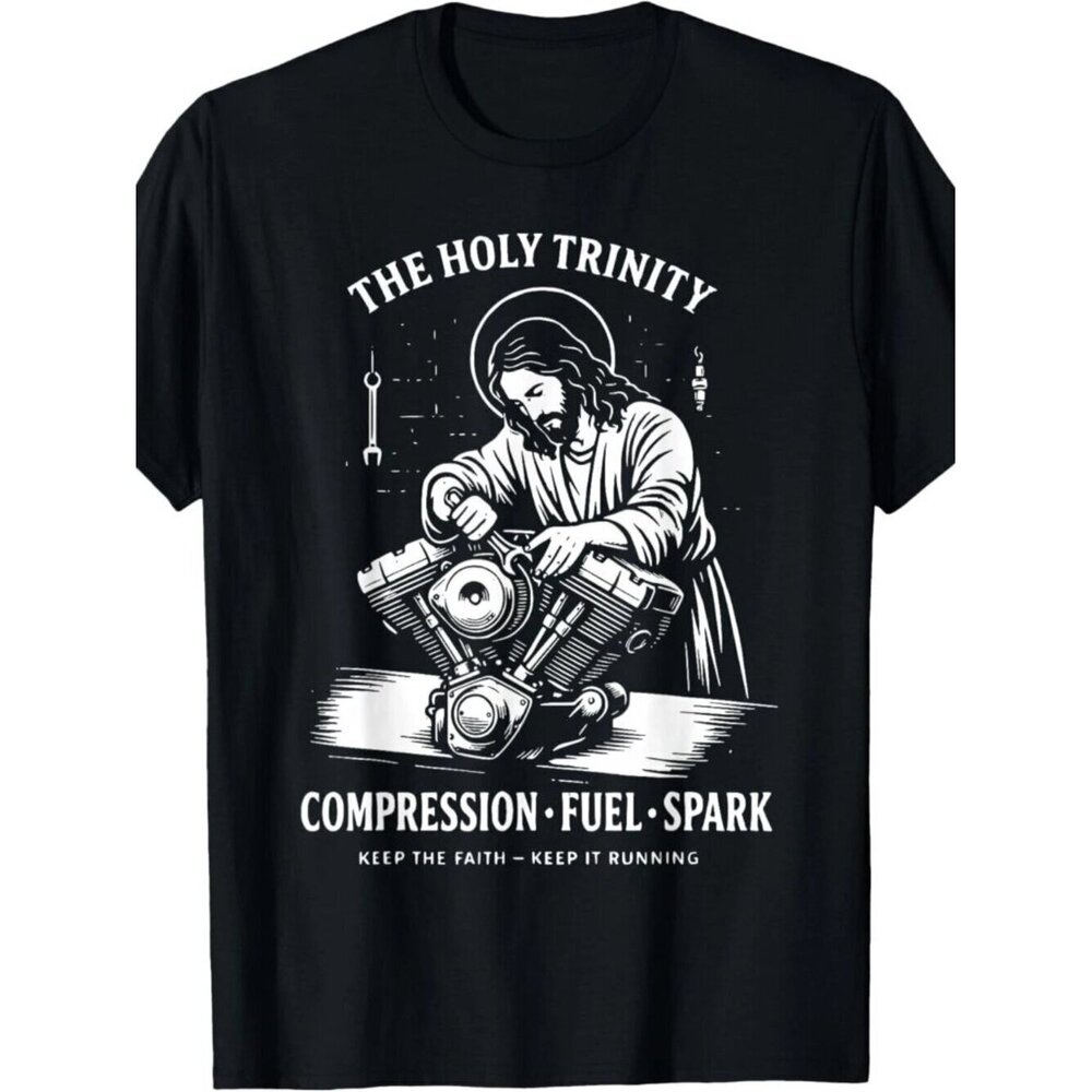 The Holy Trinity Compression Fuel Spark Keep Faith Running T-Shirt .